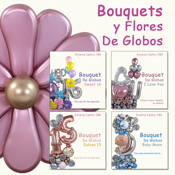 Diseño portada curso Bouquets y Flores de Globos